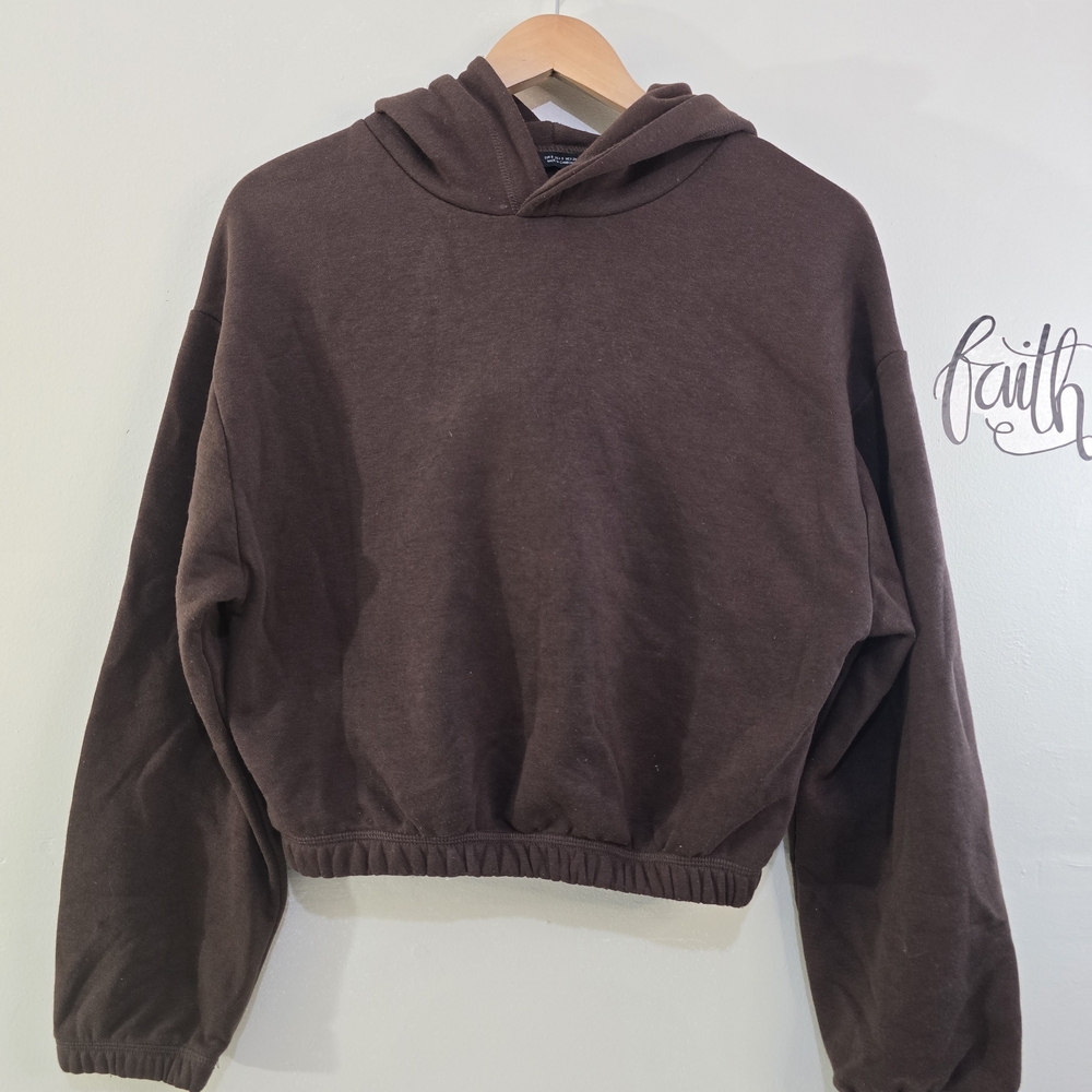 ZARA Cropped Hoodie – Brown – Size S – Gently Worn
